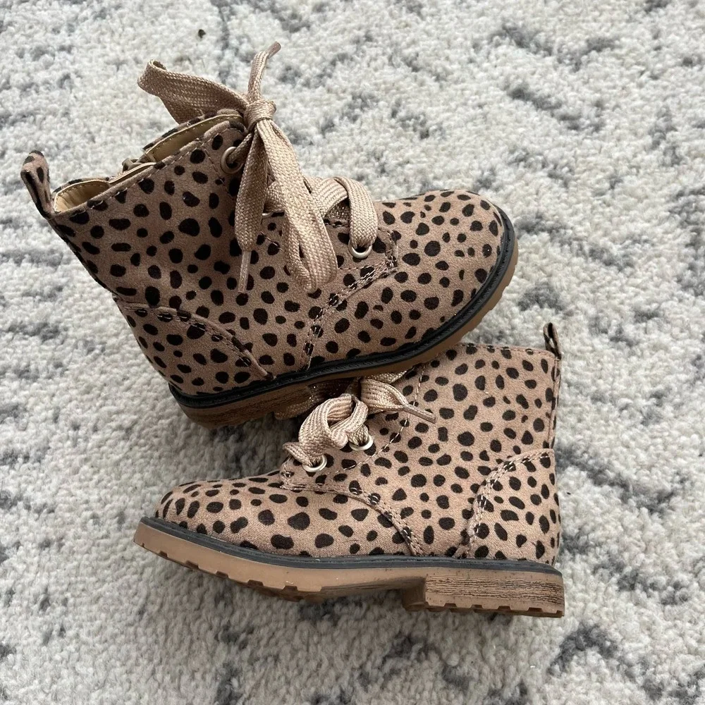 Cat and Jack Leopard Combat Boots7C